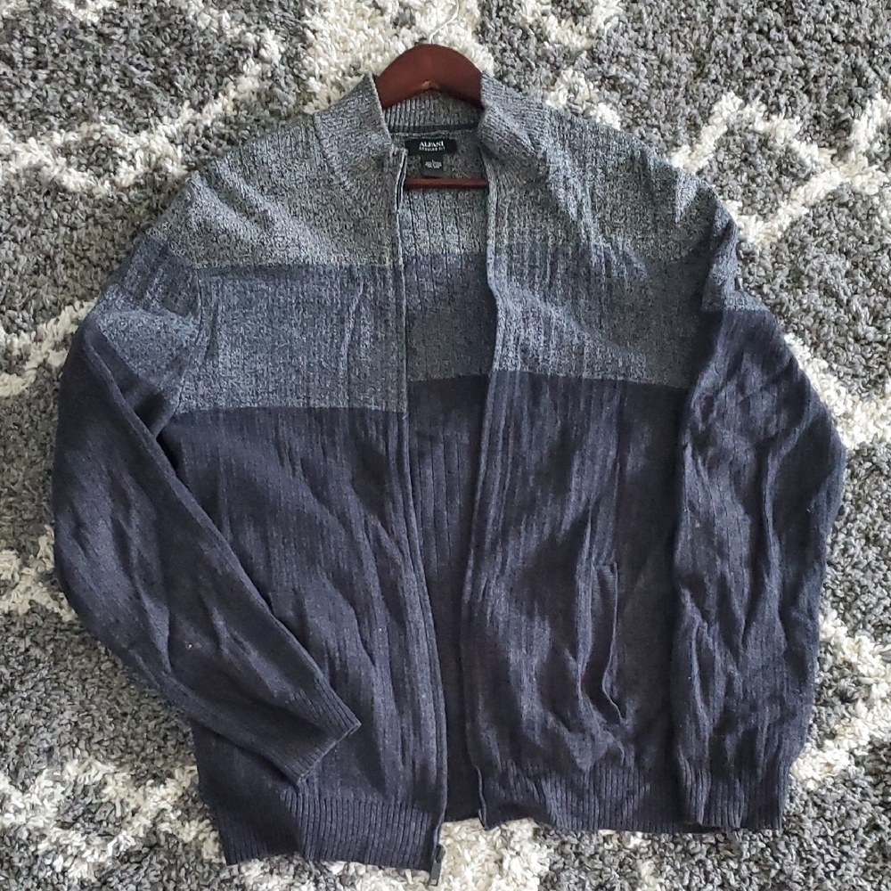 Alfani Gray Zip Up Sweater Casual Style